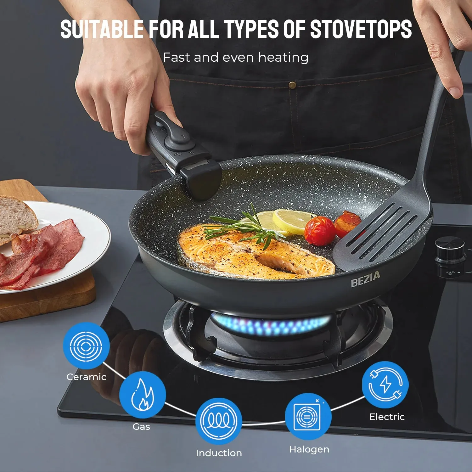 Nonstick Fully equipped Pots Stackable Exceptional value and Pans