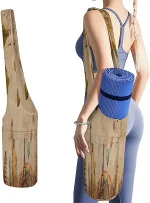 Nugier Yoga Mat Bag, Soft Canvas Storage Bag Fashion Mat Bag Pocket Shoulder Strap Clothes Dorm Organizer Print European Travel Concept World Map Statue of Liberty