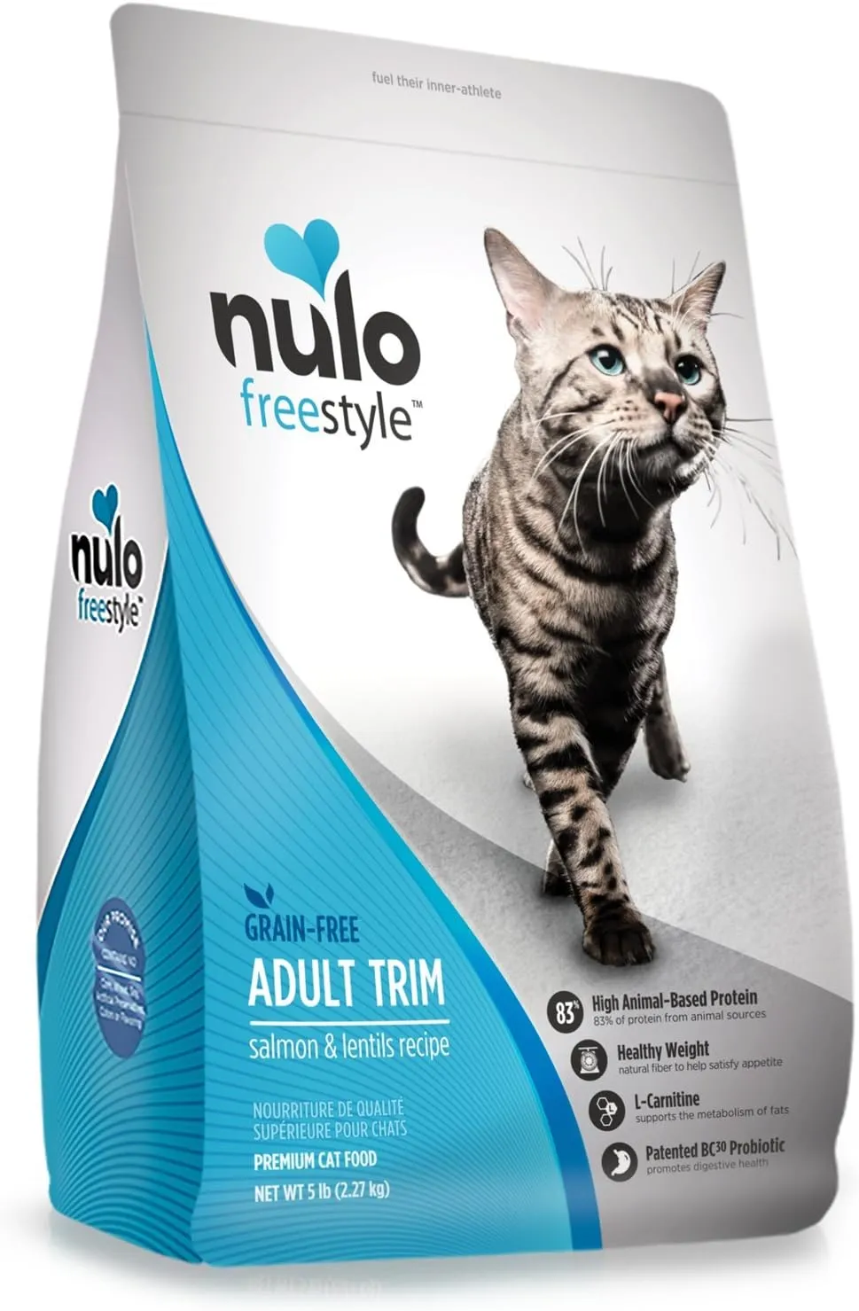 Nulo Adult Trim Grain Free Dry Cat Food With Bc30 Probiotic (Salmon & Lentils Recipe, 5Lb Bag)