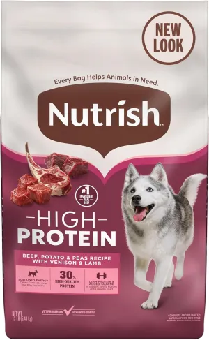Nutrish High Protein Beef, Potato & Peas Recipe with Venison & Lamb Dry Dog Food, 12 lb. Bag, Packaging May Vary (Rachael Ray)