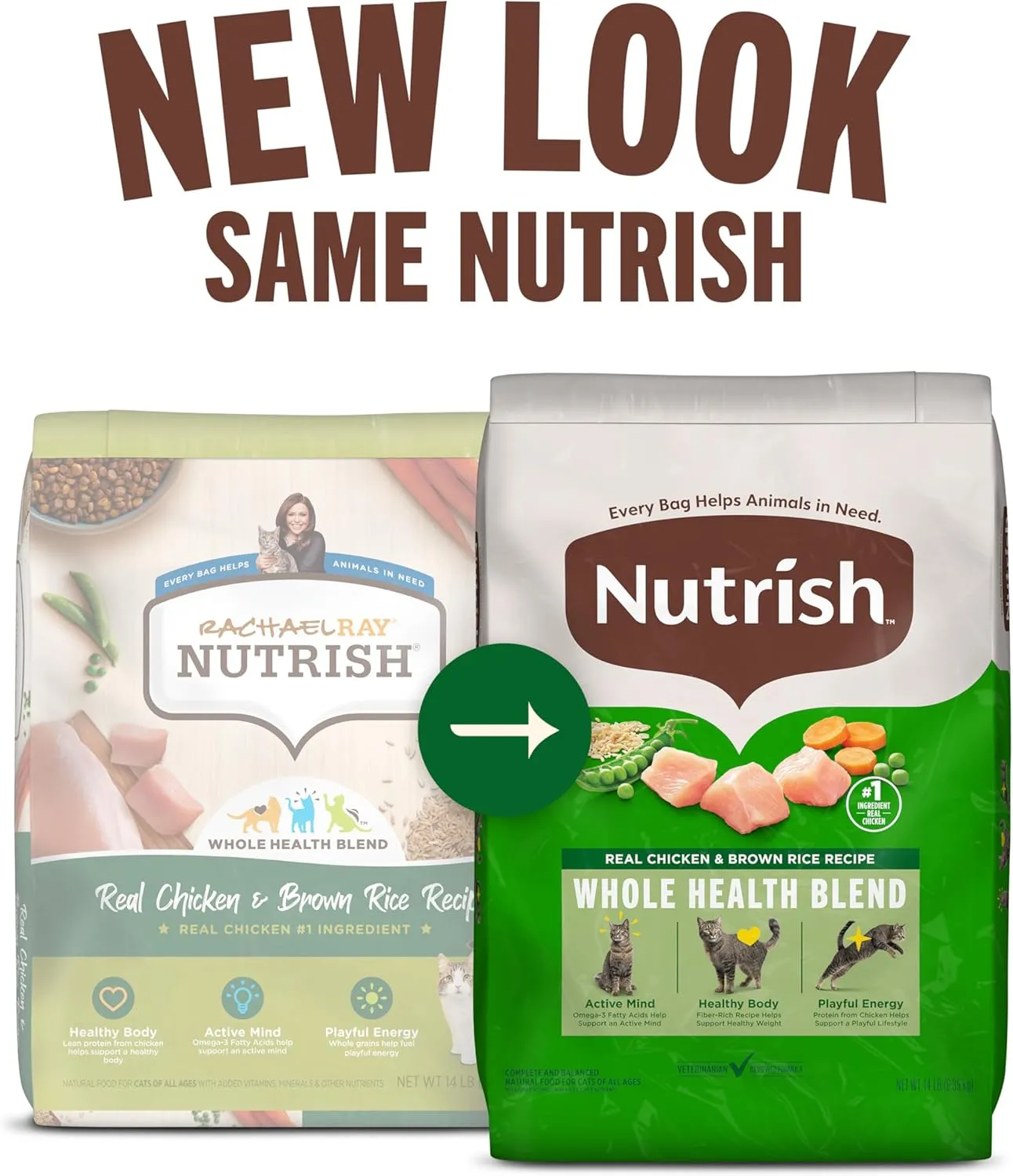 Nutrish Real Chicken & Brown Rice Recipe Dry Cat Food, 14 lb. Bag, Packaging May Vary (Rachael Ray)
