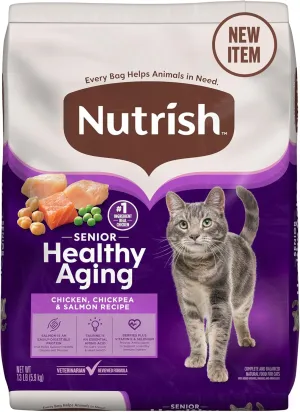 Nutrish Senior Healthy Aging Chicken, Chickpea and Salmon Dry Cat Food, 13 lb. Bag (Rachael Ray)