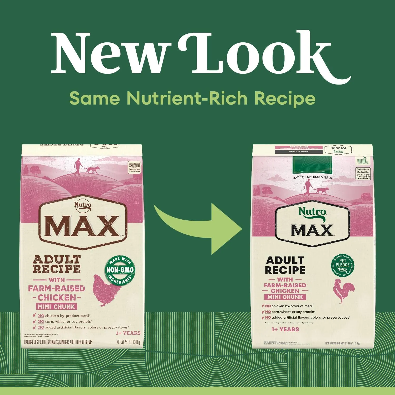 Nutro Max Adult Mini Chunk Dry Dog Food with Farm-Raised Chicken, 25 lb. Bag