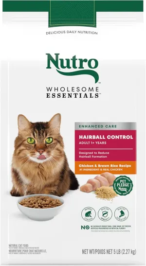Nutro Wholesome Essentials Dry Cat Food Hairball Control Chicken & Brown Rice Recipe, 5lb. Bag
