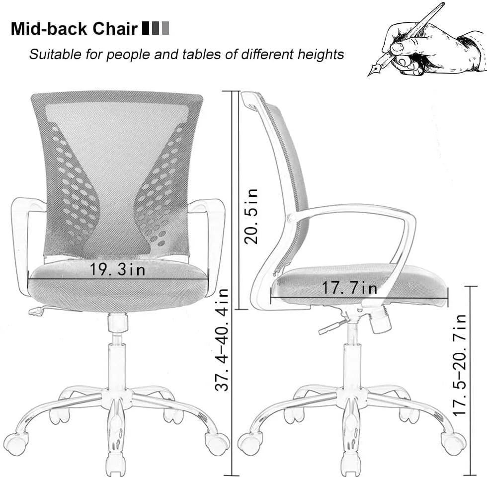Office Chair Conference Room Chairs Ergonomic Desk Chair Mesh Computer Chair with Lumbar SupportCute Desk Chair for Home Meeting Room Office Room(Black)