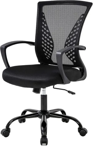 Office Chair Conference Room Chairs Ergonomic Desk Chair Mesh Computer Chair with Lumbar SupportCute Desk Chair for Home Meeting Room Office Room(Black)