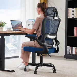 Office Chair Ergonomic Desk Chair, 330 LBS Home Mesh Office Desk Chairs with Wheels, Comfortable Gaming Chair, High Back Office Chair for Long Hours (Blue)