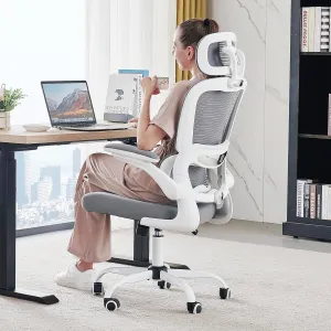Office Chair Ergonomic Desk Chair, 330 LBS Home Mesh Office Desk Chairs with Wheels, Comfortable Gaming Chair, High Back Office Chair for Long Hours (White)