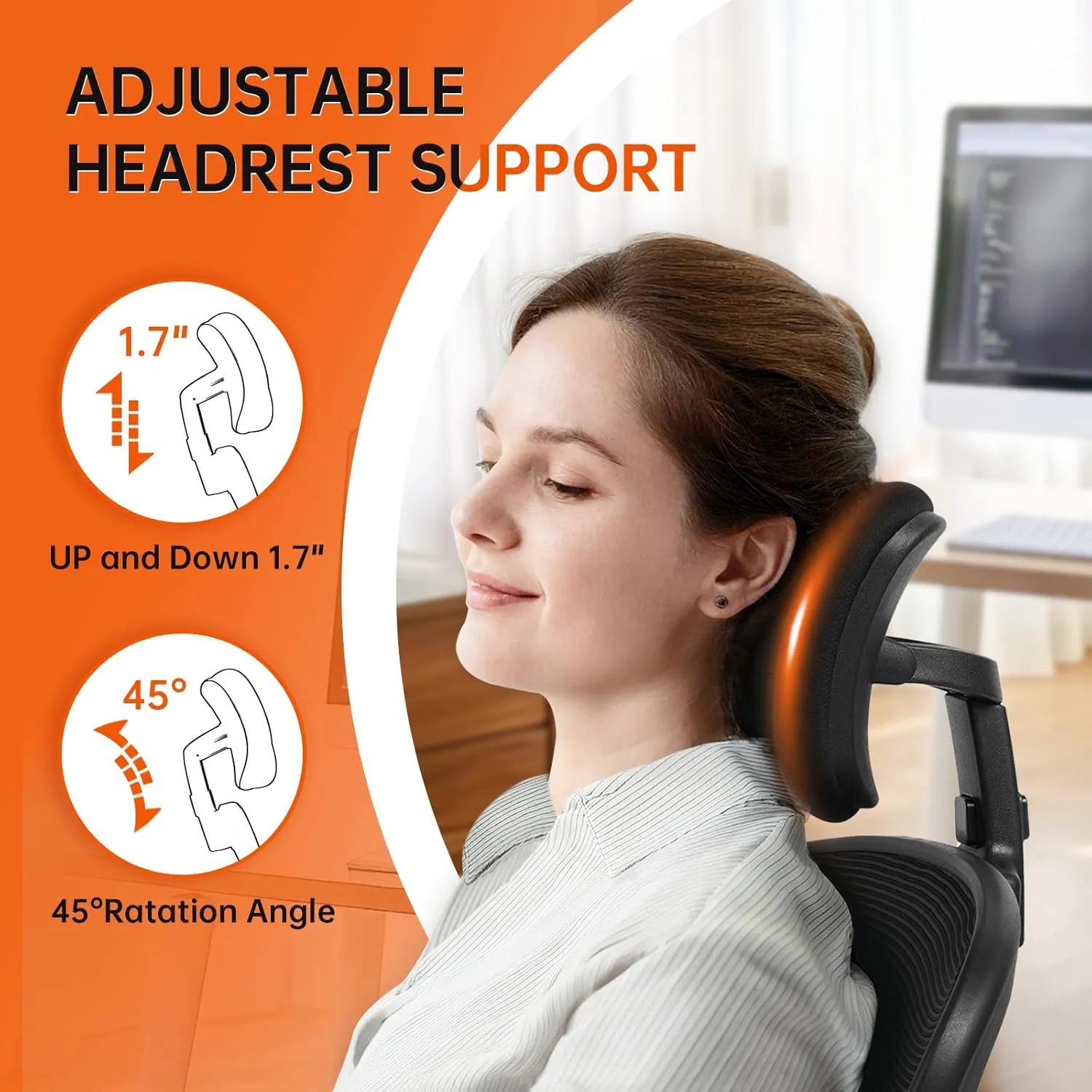 Office Chair Ergonomic Desk Chair, 330LBS Capacity, High Back Computer Chair for Long Hours Comfortable, Rolling Swivel Executive Task Chair for Home Office with Flip-up Armrests, Black
