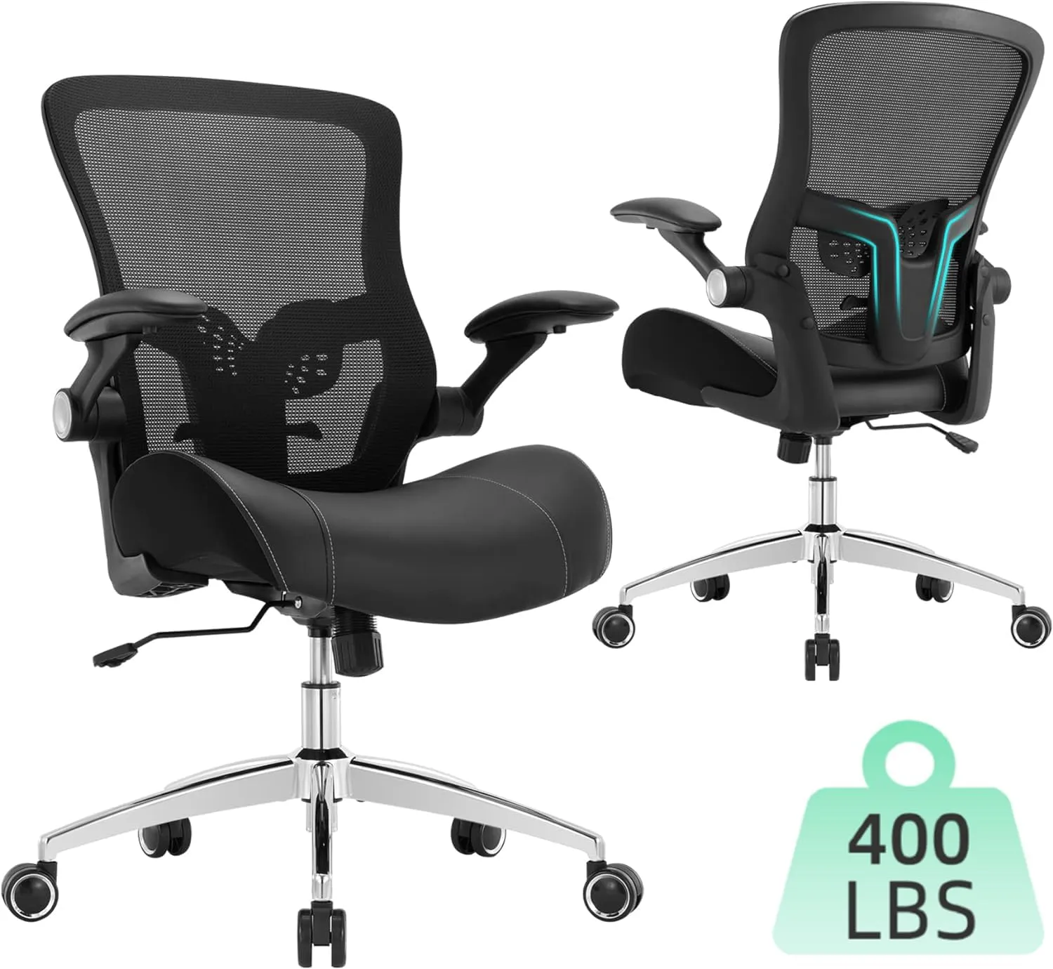 Office Chair Ergonomic Desk Chair-400lbs Big and Tall Heavy Duty, Wide & Soft 3D Modeling Foam Cushion Home Office Desk Chair with Adjustable Seat Height, Executive Computer Task Chair