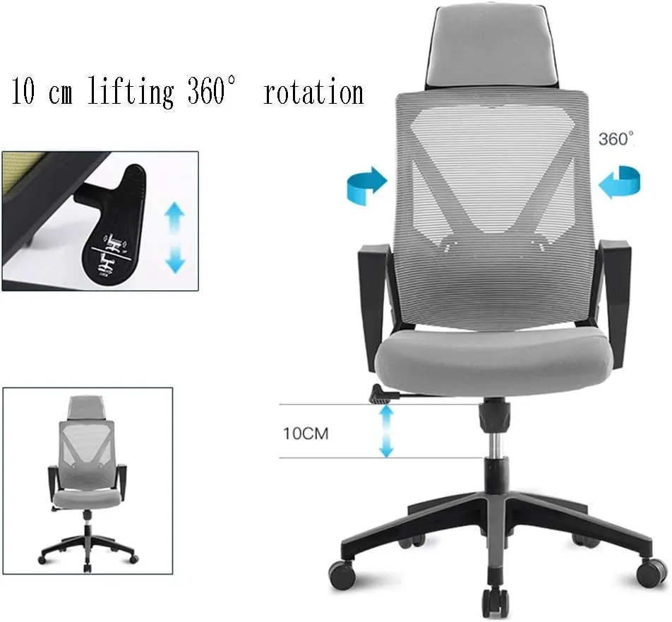Office Computer Chair Mesh High Back Swivel Chair, Household Comfortable Computer Chair Headrest Game Chair Ergonomics Office E-Sports Chair Breathable Staff Chair, 5 Colors Task Chair