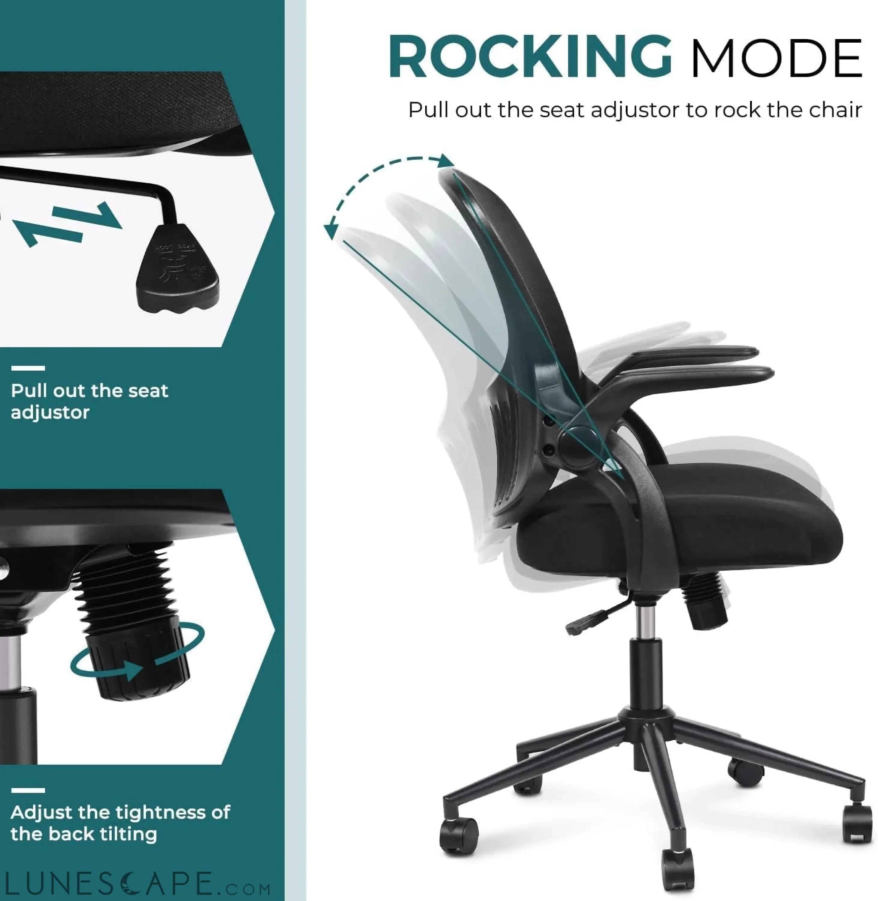 Office Computer Gaming Desk Chair, Ergonomic Mid-Back Mesh Rolling