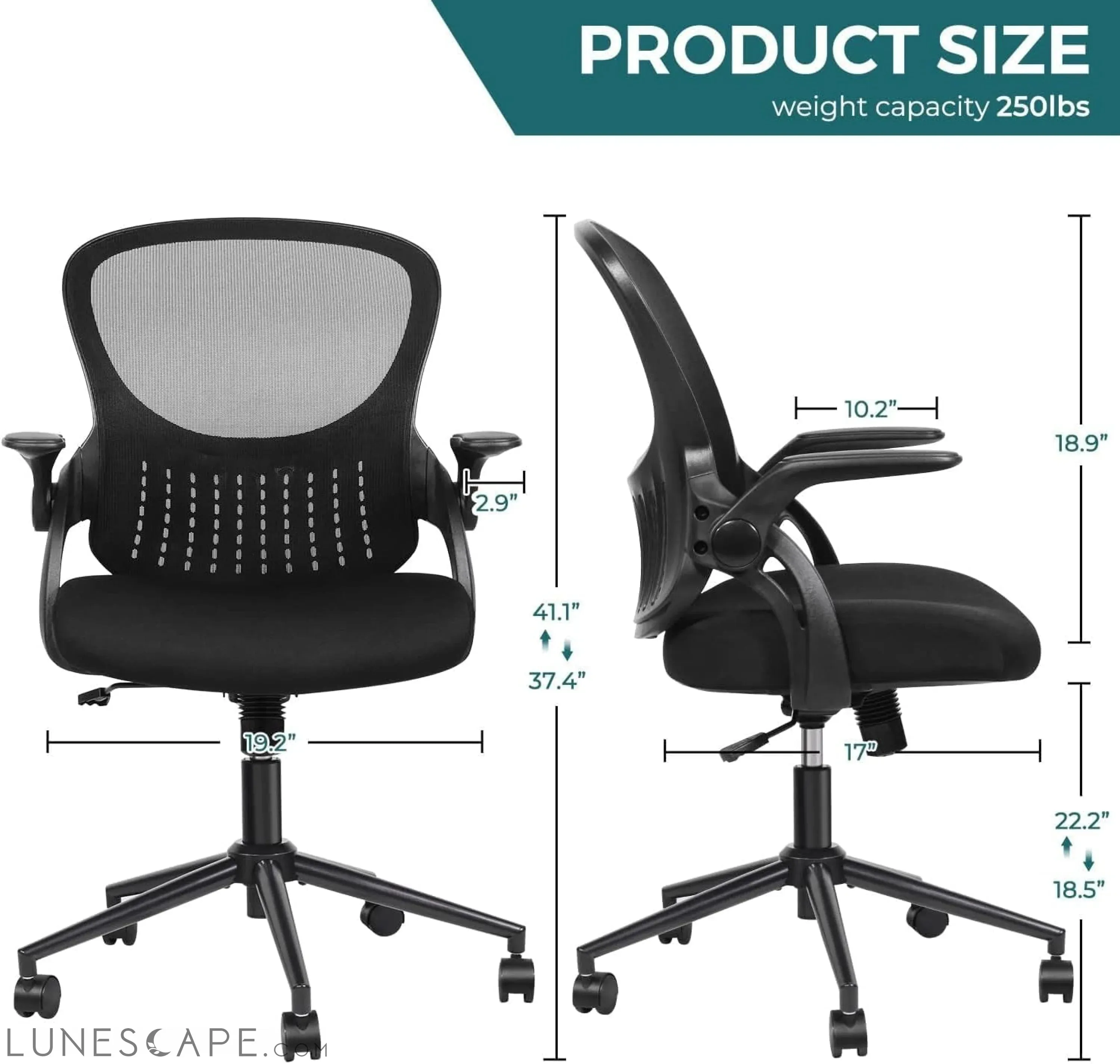 Office Computer Gaming Desk Chair, Ergonomic Mid-Back Mesh Rolling