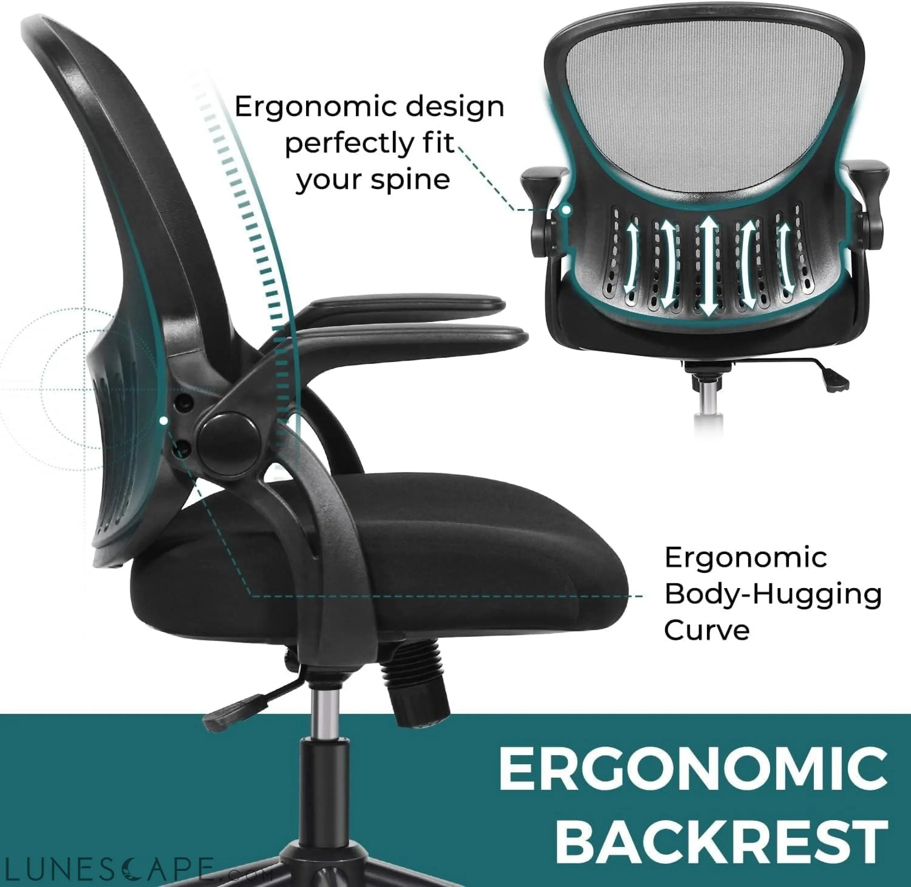 Office Computer Gaming Desk Chair, Ergonomic Mid-Back Mesh Rolling
