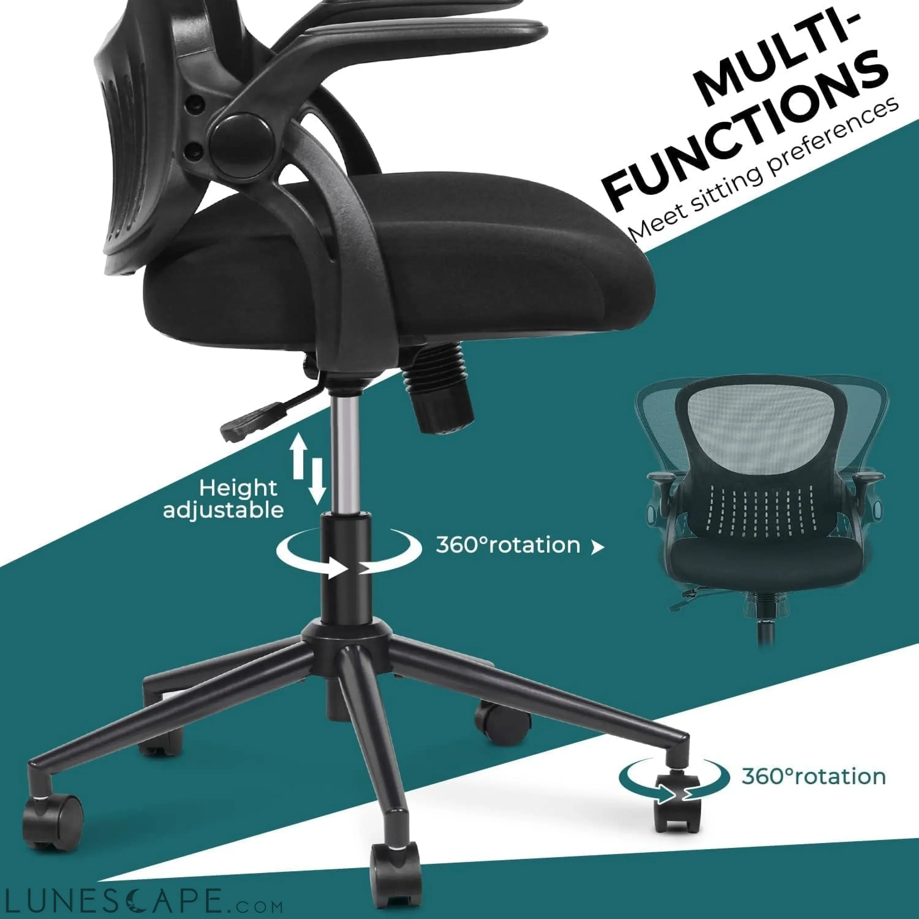 Office Computer Gaming Desk Chair, Ergonomic Mid-Back Mesh Rolling