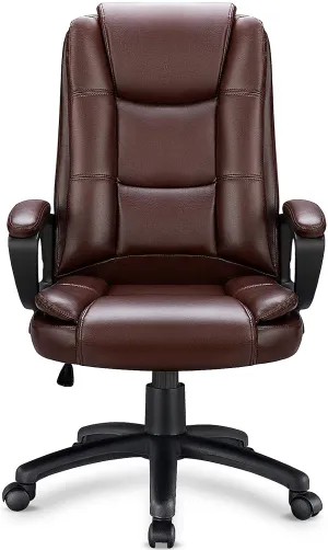 OFIKA Home Office Chair, Comfortable Heavy Duty Design, Ergonomic High Back Cushion Lumbar Back Support, Computer Desk Chair, Big and Tall Chair, Adjustable Executive Leather Chair with Arms (Black)