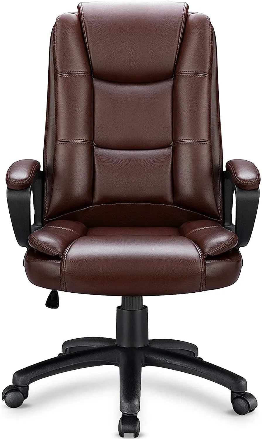 OFIKA Home Office Chair, Comfortable Heavy Duty Design, Ergonomic High Back Cushion Lumbar Back Support, Computer Desk Chair, Big and Tall Chair, Adjustable Executive Leather Chair with Arms (Black)