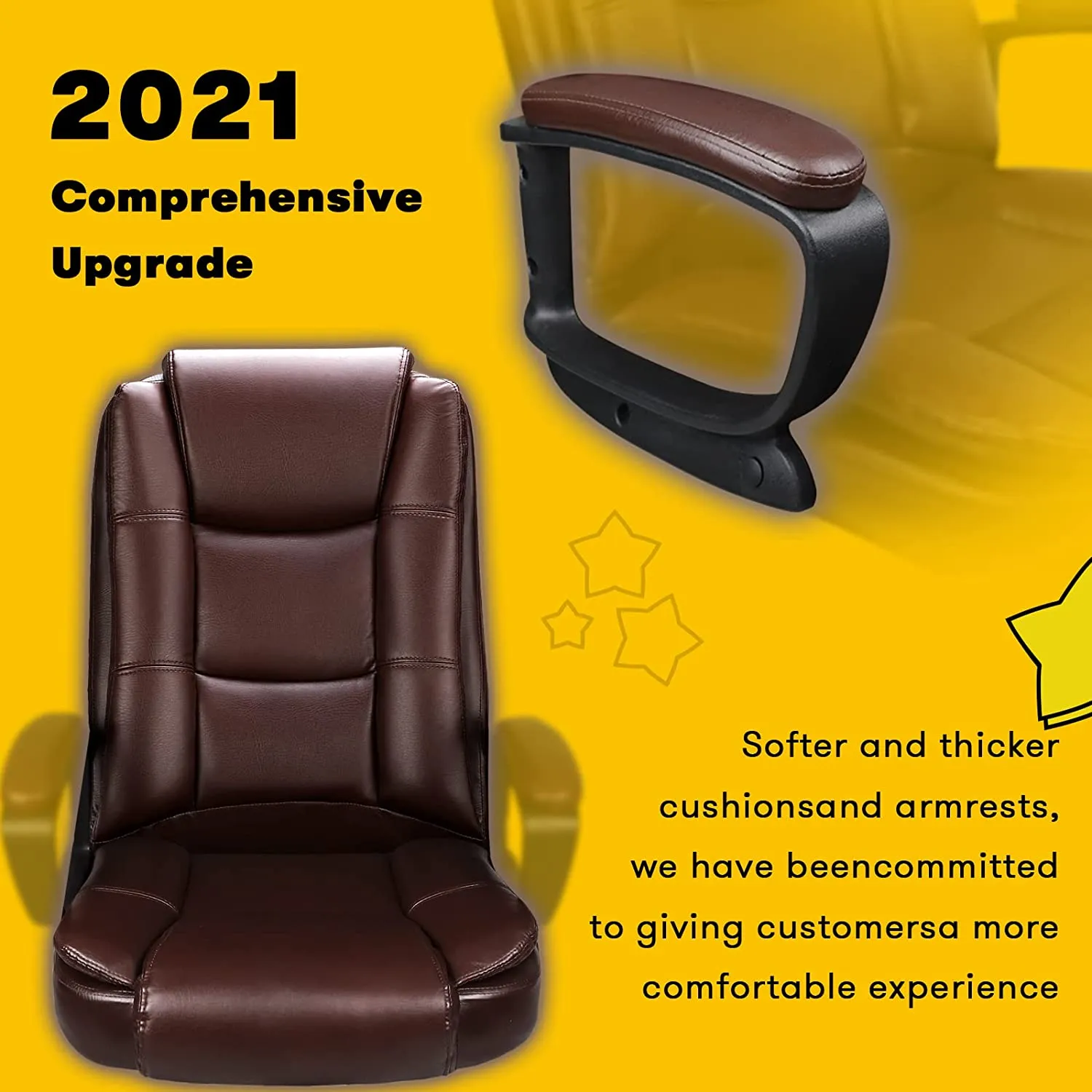 OFIKA Home Office Chair, Heavy Duty Design, Ergonomic High Back Cushion Lumbar Back Support, Computer Desk Chair, Big and Tall Chair, Adjustable Executive Leather Chair with Armrest (Black)