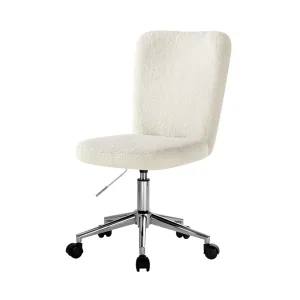 Oikiture High Back Armless Office Chair Boucle White & Silver