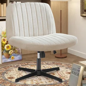 OLIXIS Criss Cross Chairs Legged Armless No Wheels Wide Seat Height Adjustable Swivel Rolling Padded Fabric Home Office Desk Seating for Bedroom, Student, Study Room