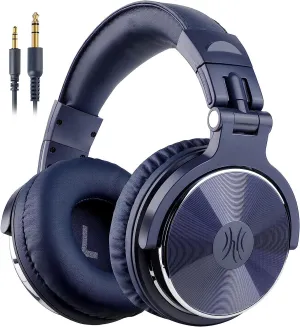 OneOdio Wired Over Ear Headphones Studio Monitor & Mixing DJ Stereo Headsets with 50mm Neodymium Drivers and 1/4 to 3.5mm Jack for AMP Computer Recording Podcast Keyboard Guitar Laptop - Dark Blue
