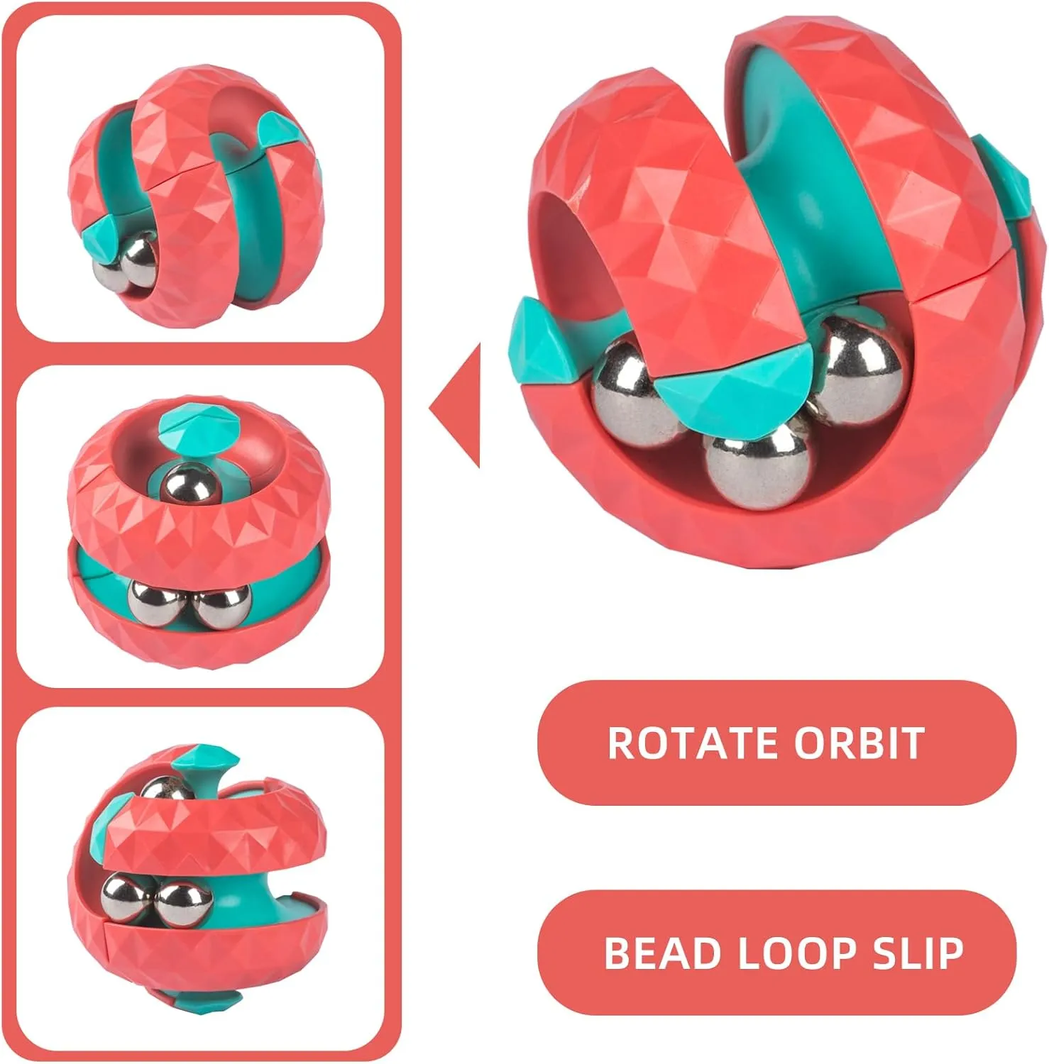 Orbit Ball Fidget Spinner Top Bead Ball Spinning Toy, Rotating Track Infinite Flip Change Puzzle Games Novelty Creative Stress Relieve Toys for Kids Children Adults (8 Pack)