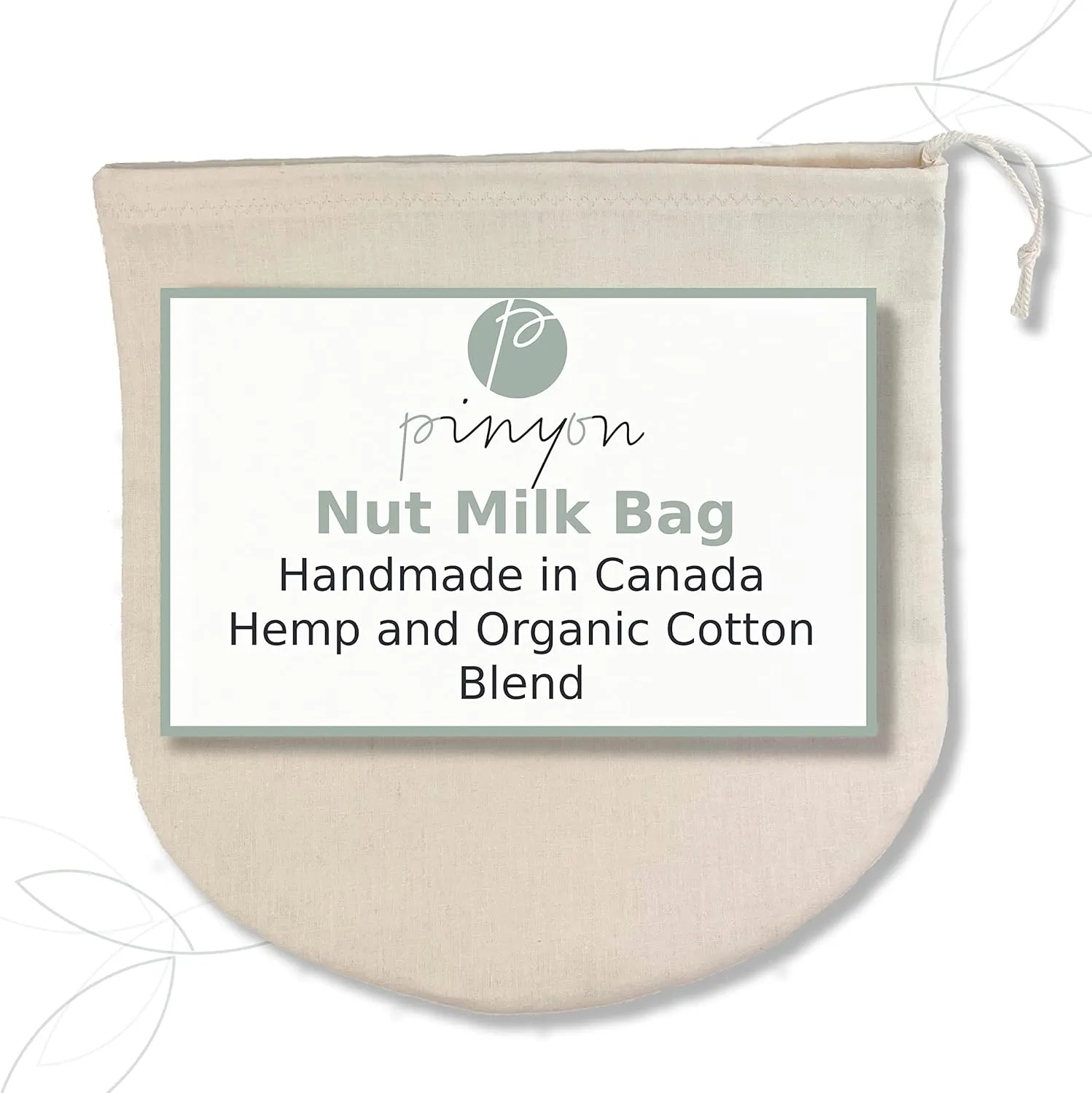 Organic Reusable Nut Milk Bag for straining almonds, cashews, oats, rice, hemp seeds and more, Cold Brew Coffee & Dry Bulk Food Bag - Made in Canada of Hemp and Organic Cotton - 100% Natural.