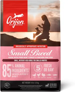 ORIJEN Small Breed Dry Dog Food, Grain Free Dry Dog Food for Small Breeds, Fresh or Raw Ingredients, 4lb