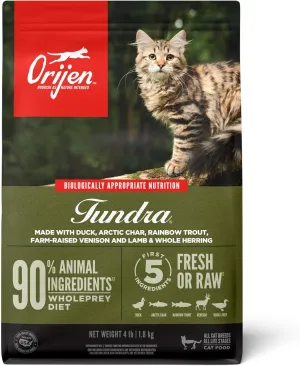 ORIJEN Tundra Dry Cat Food, Grain Free Cat Food for All Life Stages, WholePrey Diet, 4lb