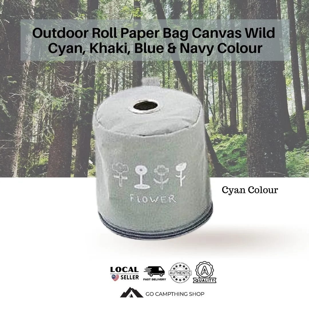 Outdoor Camping Picnic Roll Paper Bag Canvas Wild Cyan