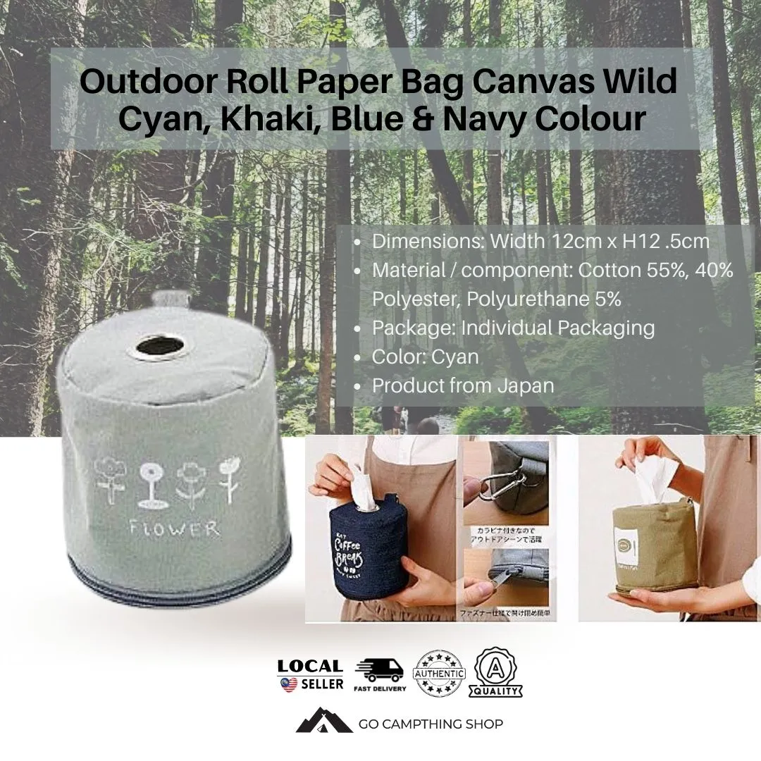 Outdoor Camping Picnic Roll Paper Bag Canvas Wild Cyan