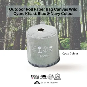 Outdoor Camping Picnic Roll Paper Bag Canvas Wild Cyan