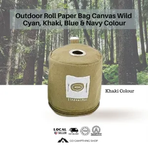 Outdoor Camping Picnic Roll Paper Bag Canvas Wild Khaki