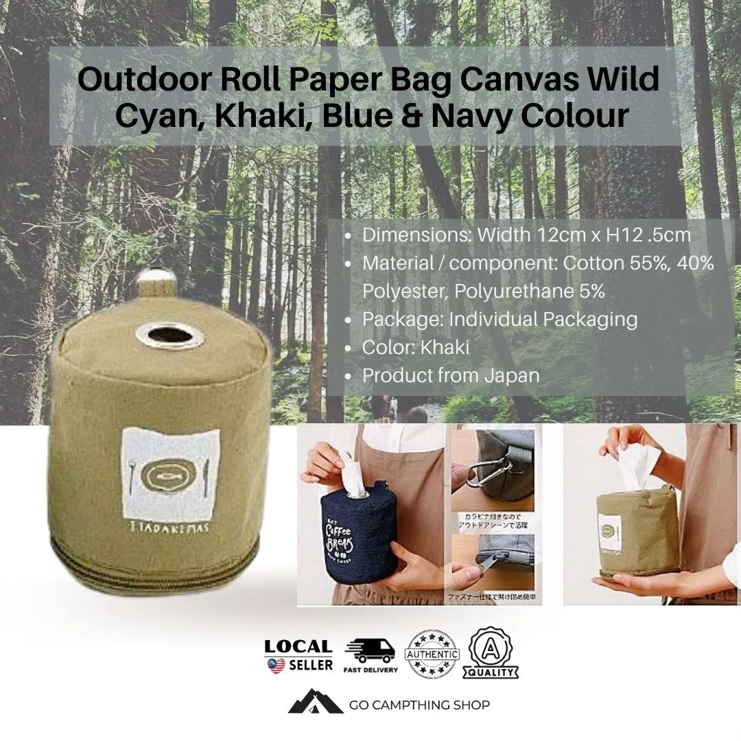 Outdoor Camping Picnic Roll Paper Bag Canvas Wild Khaki