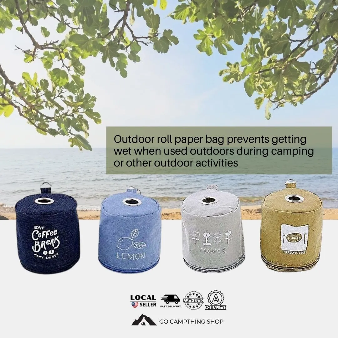 Outdoor Camping Picnic Roll Paper Bag Canvas Wild Khaki