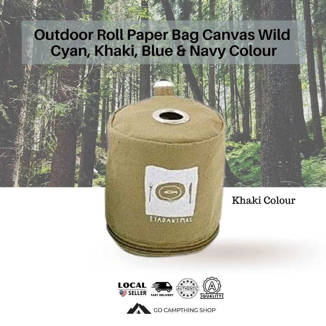 Outdoor Camping Picnic Roll Paper Bag Canvas Wild Khaki