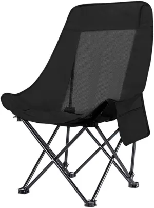 Outdoor Folding Chairs, Portable Camping Gauze high-Back Chairs, Picnic Leisure Beach Chairs(Color:Black), 15.7inx15.7inx35.4in, 2654744