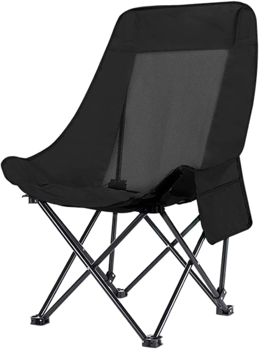 Outdoor Folding Chairs, Portable Camping Gauze high-Back Chairs, Picnic Leisure Beach Chairs(Color:Black), 15.7inx15.7inx35.4in, 2654744