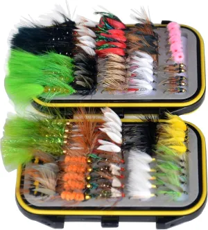 Outdoor Planet Waterproof Fly Box with Dry/Wet/Nymph/Streamer Trout Fly Fishing Flies Lure