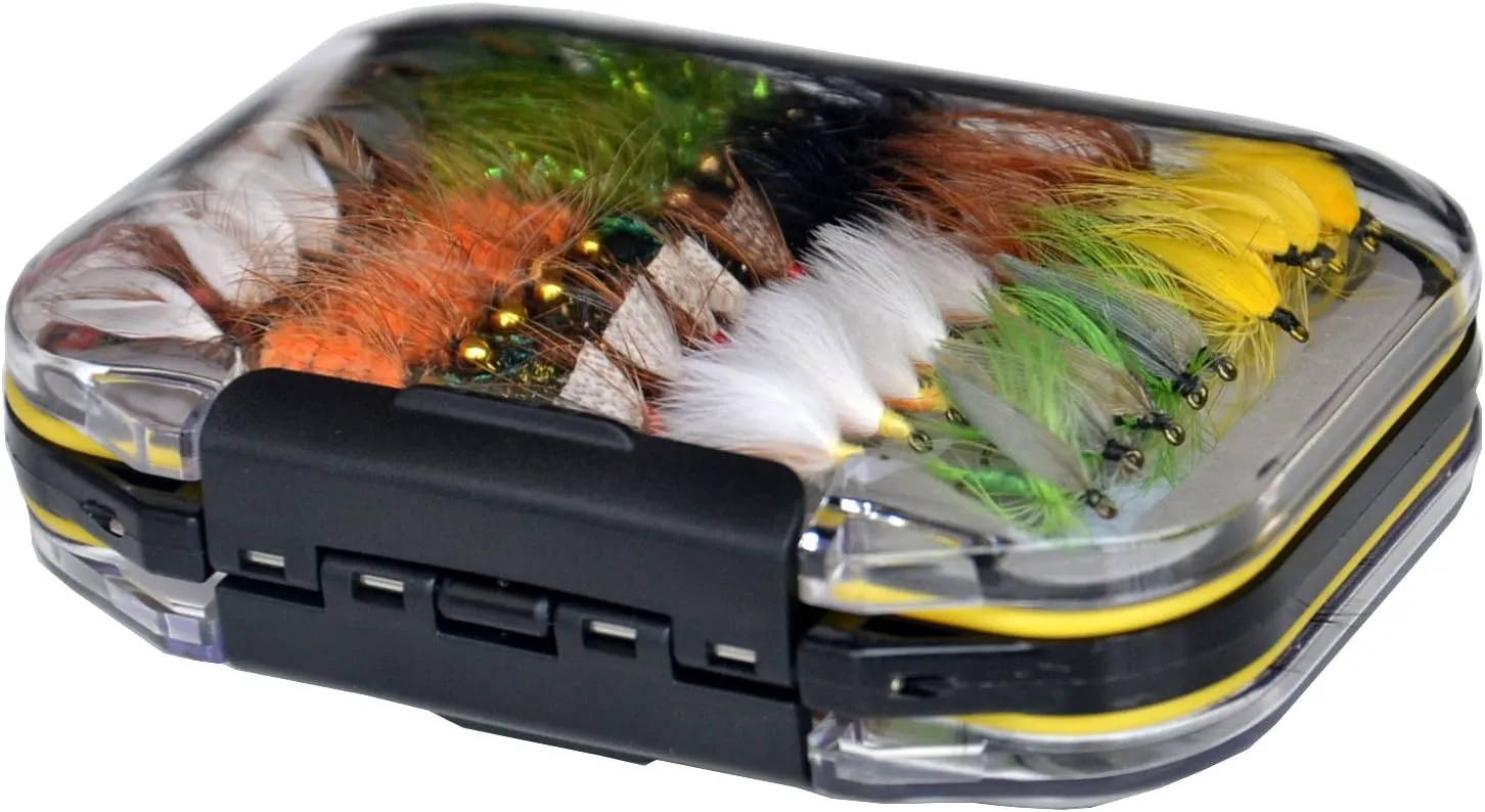 Outdoor Planet Waterproof Fly Box with Dry/Wet/Nymph/Streamer Trout Fly Fishing Flies Lure