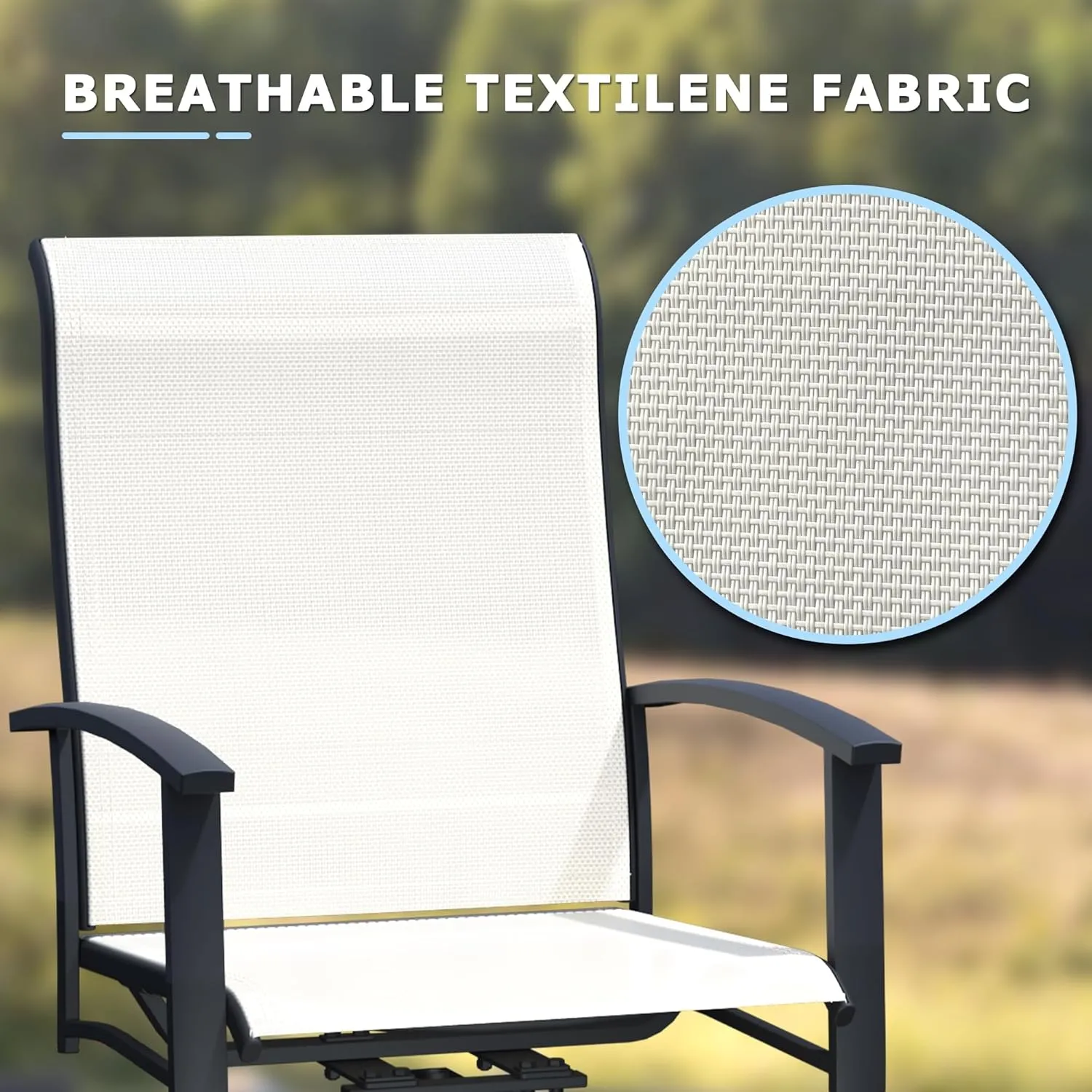Outdoor Swivel Dining Chair Set of 2, All Weather Patio Dining Chair with Textilene High Back and Metal Frame for Backyard, Lawn Garde and Deck, Oyster Beige