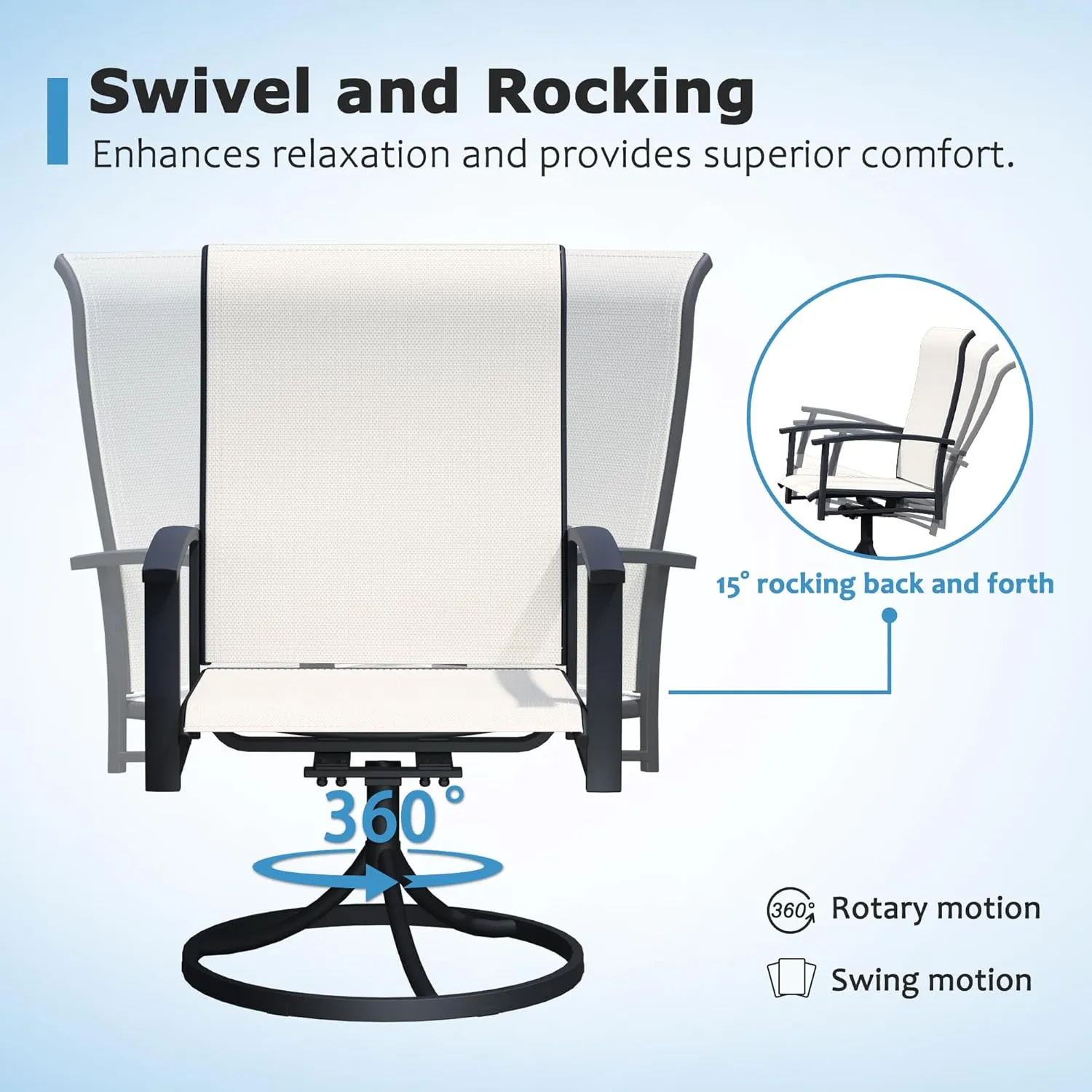 Outdoor Swivel Dining Chair Set of 2, All Weather Patio Dining Chair with Textilene High Back and Metal Frame for Backyard, Lawn Garde and Deck, Oyster Beige