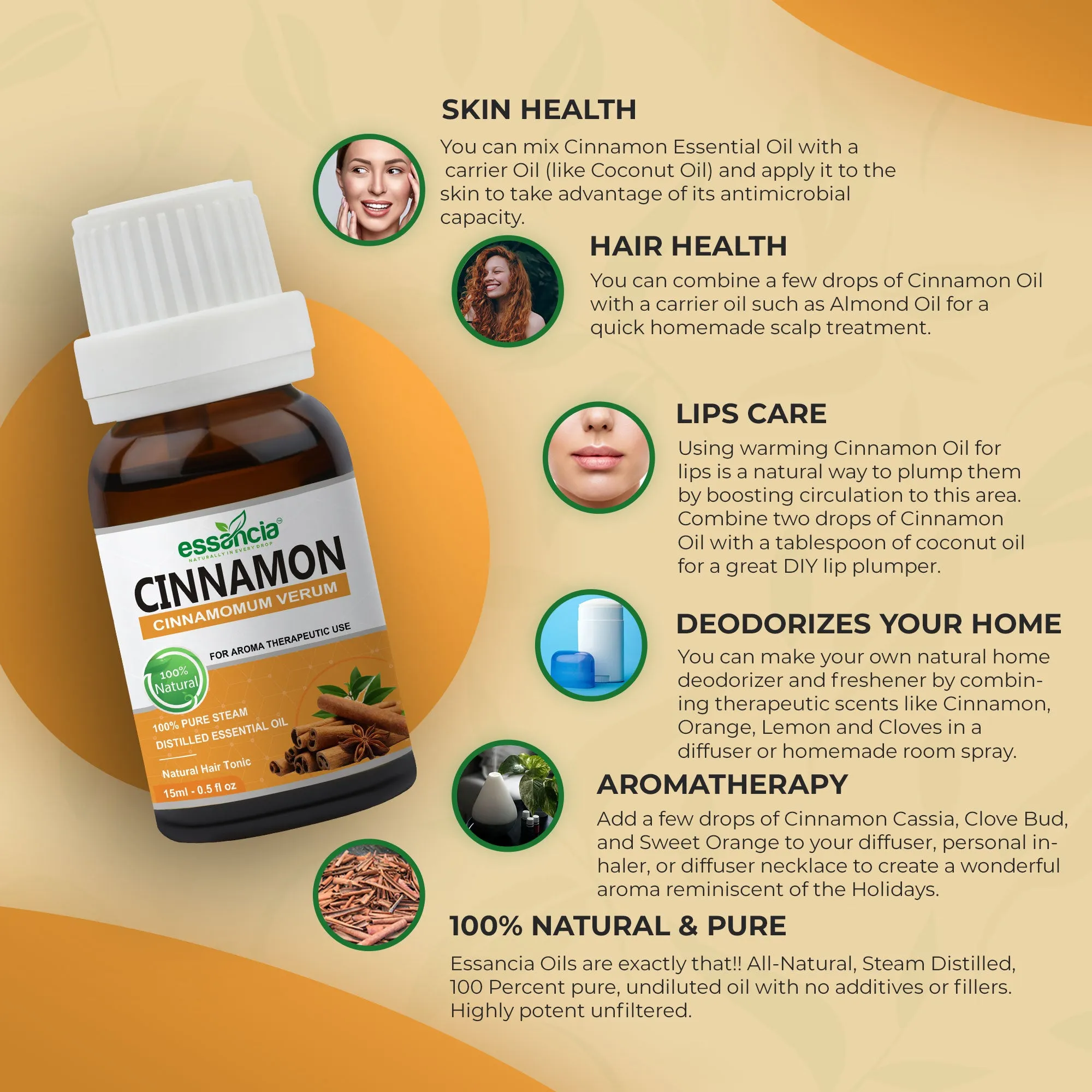 Pack of 6 Essential oils ( Tea Tree, Basil, Bergamot, Cinnamon, Cedarwood, Citronella)