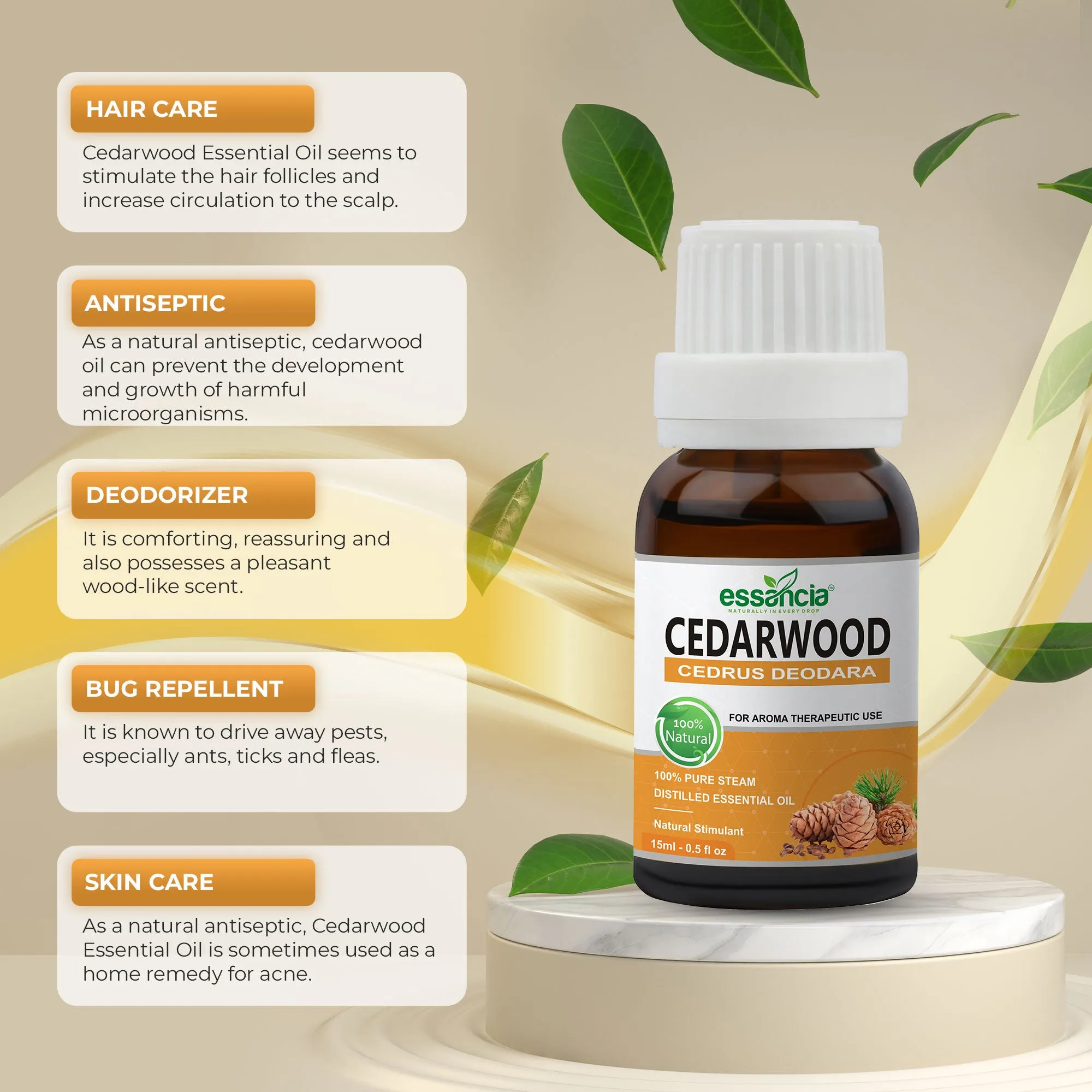 Pack of 6 Essential oils ( Tea Tree, Basil, Bergamot, Cinnamon, Cedarwood, Citronella)