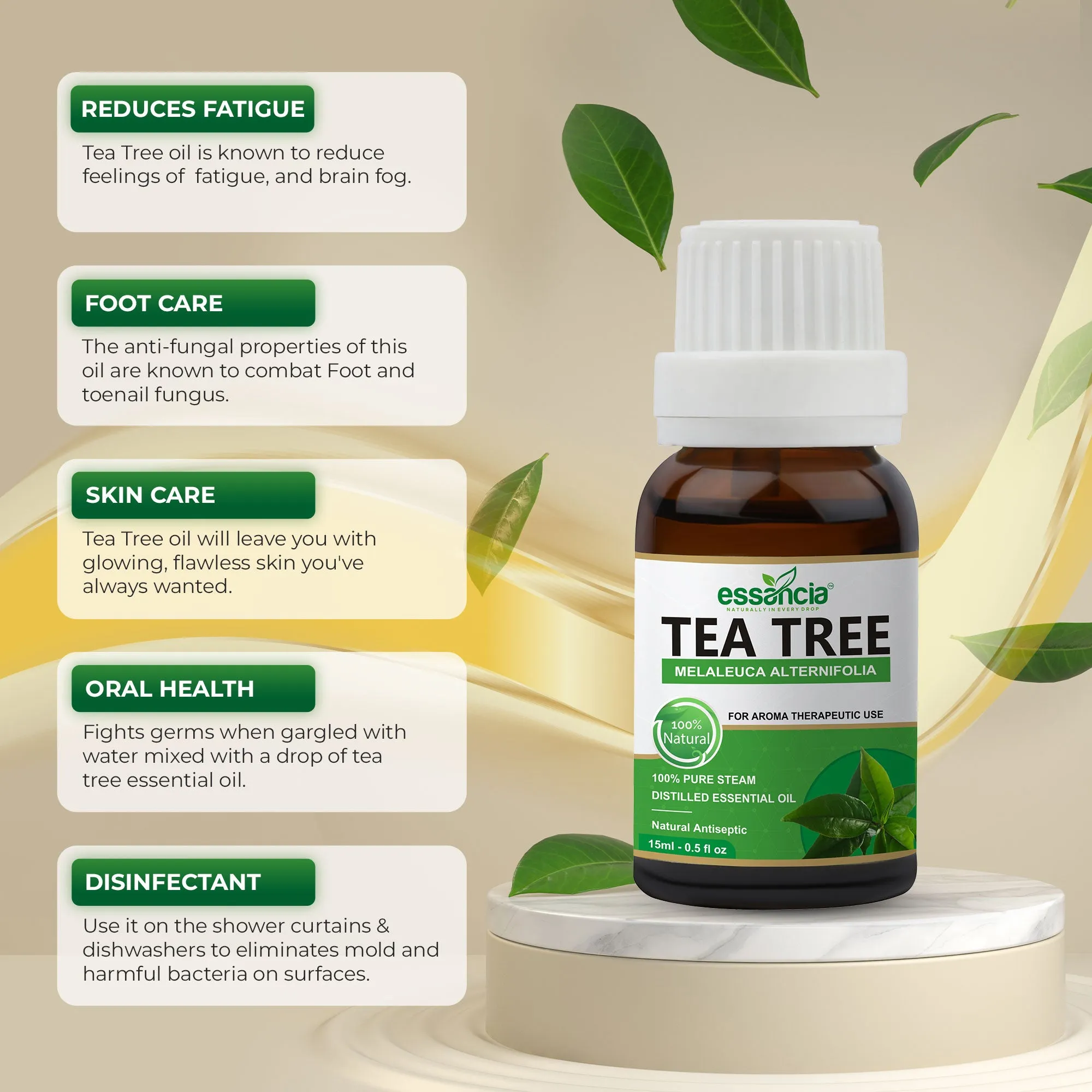 Pack of 6 Essential oils ( Tea Tree, Basil, Bergamot, Cinnamon, Cedarwood, Citronella)