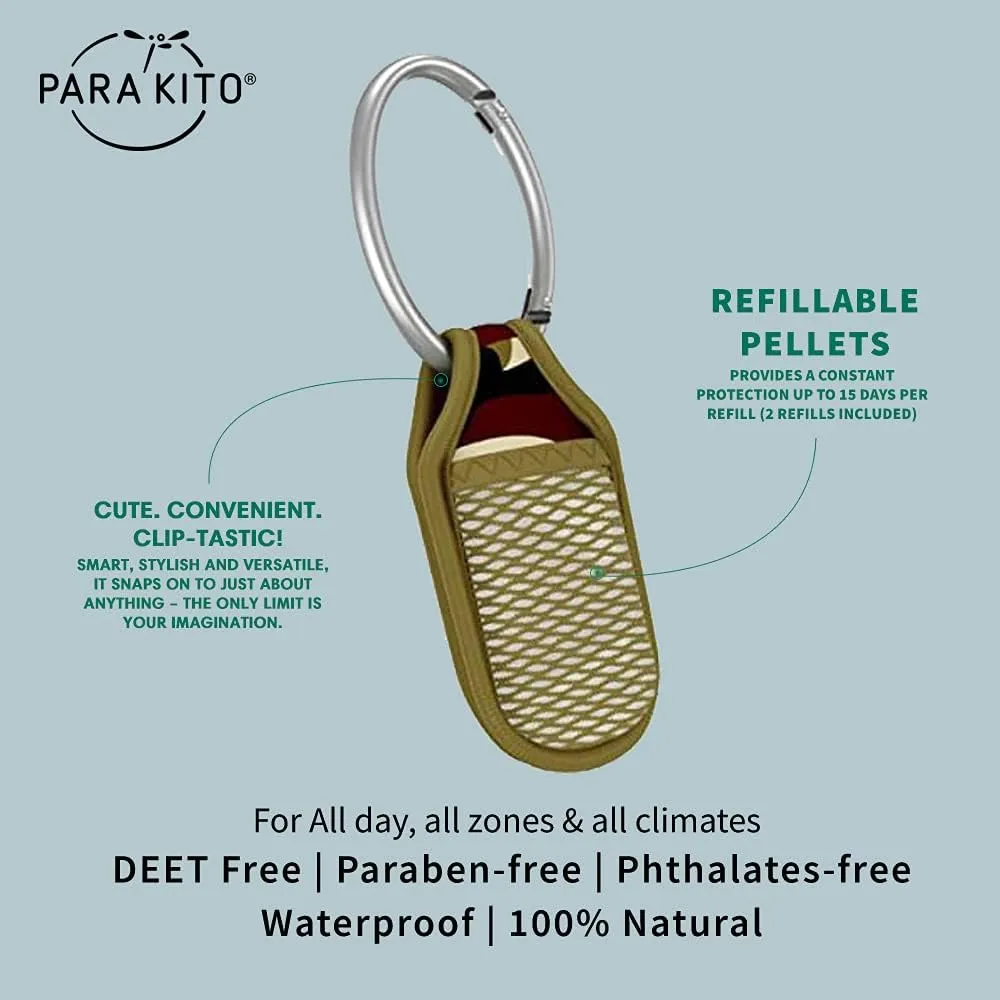 PARA'KITO Mosquito Insect & Bug Repellent Clip w/Natural Essential Oils - Waterproof, Outdoor Pest Repeller (Camouflage)