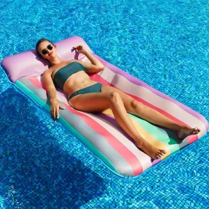 PARENTSWELL Oversized Float 72" x 38", X-Large Fabric-Covered Lounge Chair With Headrest, Inflatable Pool Lounger, Floaties, Party Decorations for Adults