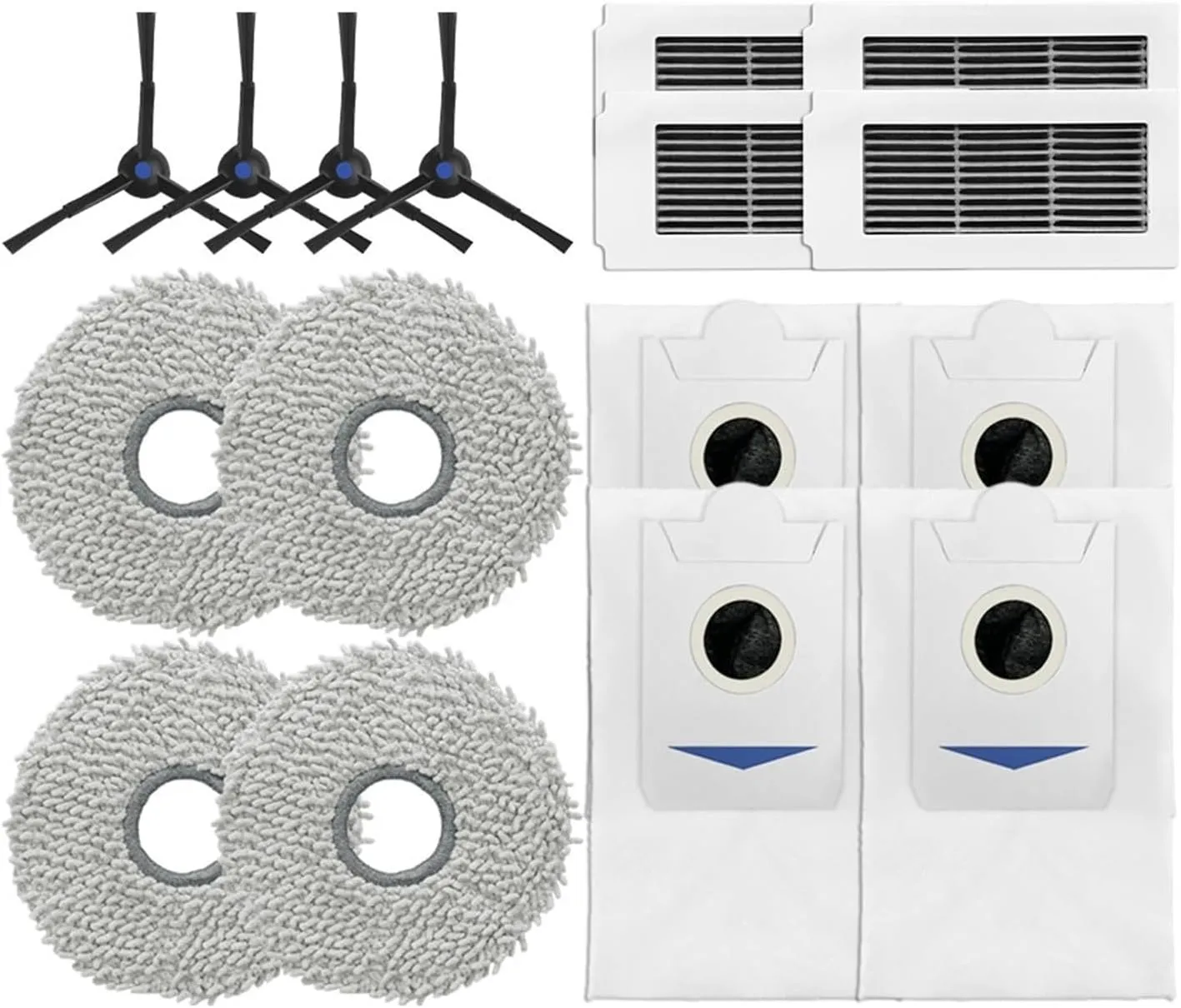 Part Accessories Main Side Brush Filter Mop Cloth Dust Bag Robot Vacuum Cleaner Kit，compatible For ECOVACS X5 OMNI / X5 PRO OMNI ，(19pcs)