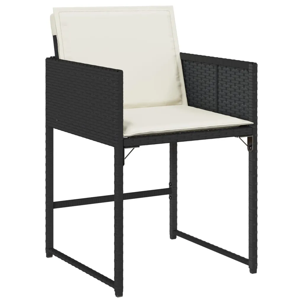 Patio Chairs with Cushions 4 pcs Black Poly Rattan