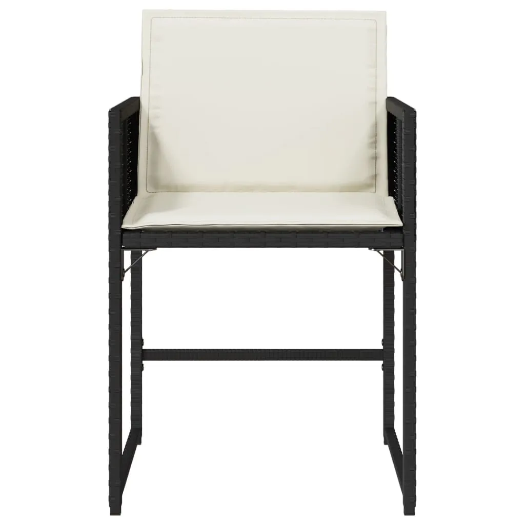 Patio Chairs with Cushions 4 pcs Black Poly Rattan